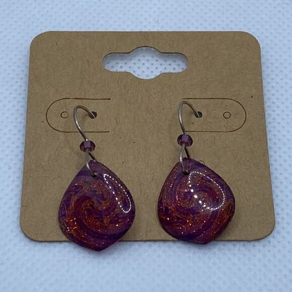 Jewelry - 💛 Pink & Purple Sparkling Swirl Earrings